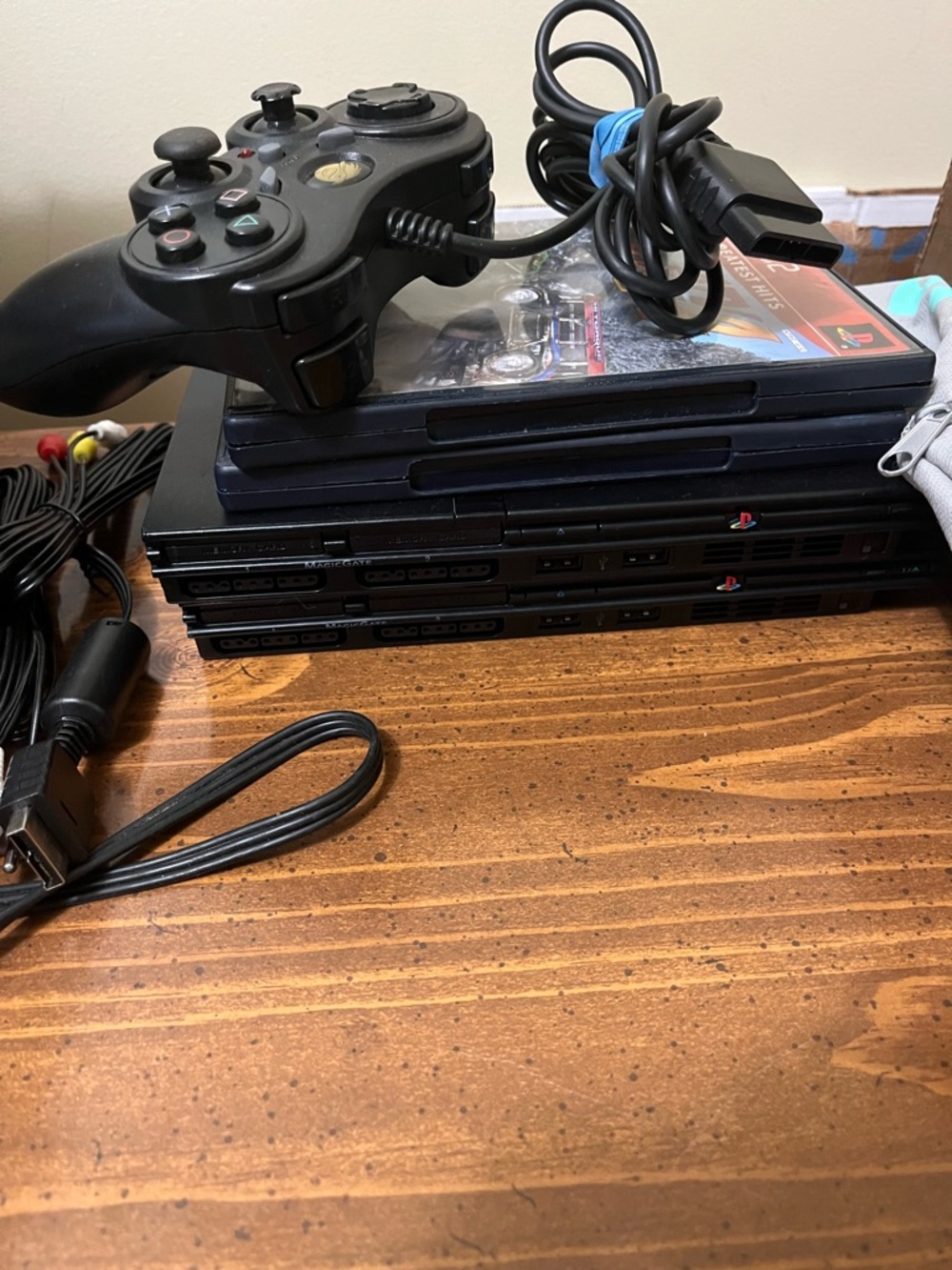 Sony Black PlayStation 2 Slim Stack with Black Wired Controller